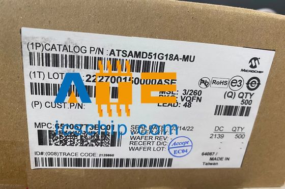 Circuitos integrados del FLASH 48VQFN de IC MCU 32BIT 256KB del microchip de ATSAMD51G18A-MU